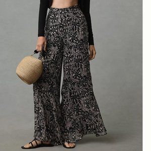 NEW Anthropologie Florence Balducci Flowy Wide-Leg Navy Pants 6